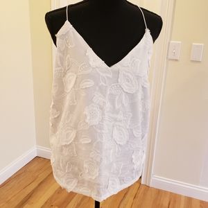 Woman's thin strap flowered white tank, size 1x, Ophelia Roe